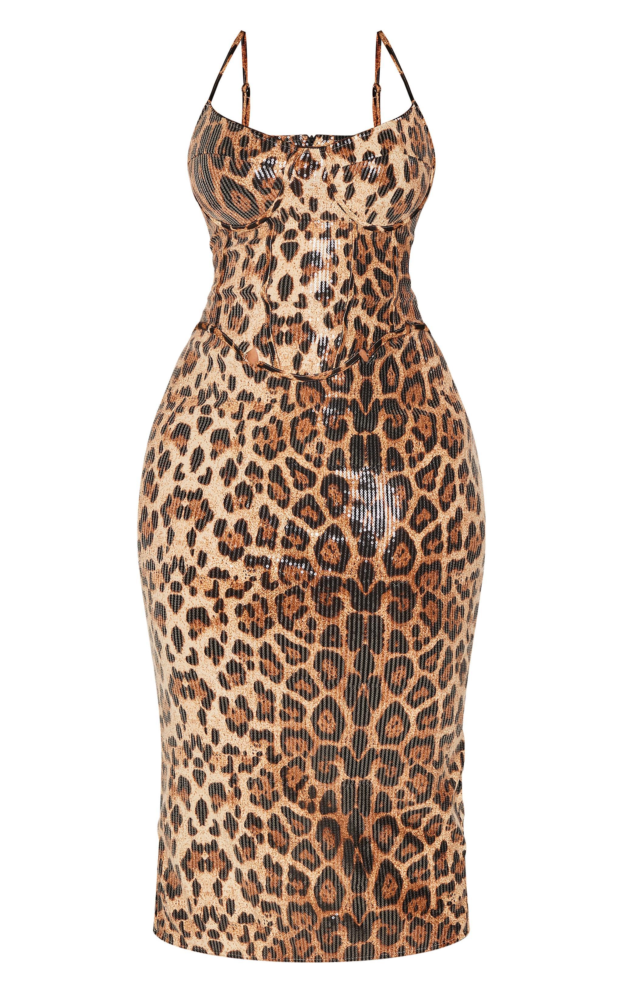 Plus Leopard Contrast Binding Detail Midaxi Dress Product Image