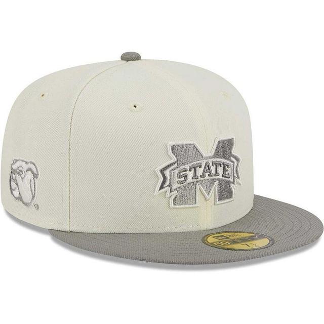 Mens New Era Stone/Gray Mississippi State Bulldogs Chrome & Concrete 59FIFTY Fitted Hat Product Image