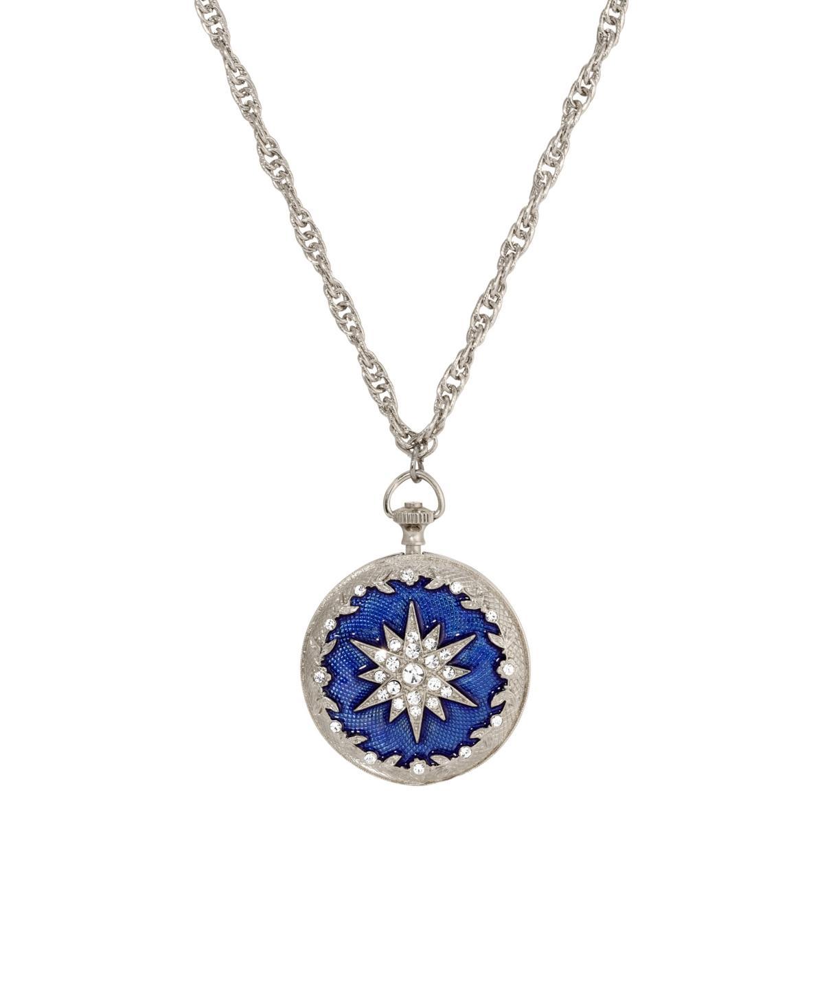 2028 Enamel Crystal Star of Bethlehem Locket Necklace - Blue Product Image