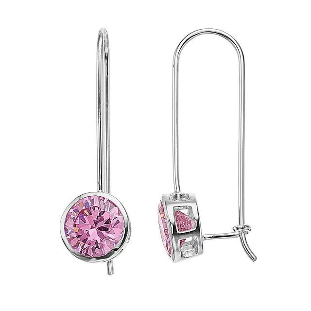 Rosabella Sterling Silver Pink Cubic Zirconia Drop Earrings, Womens Product Image