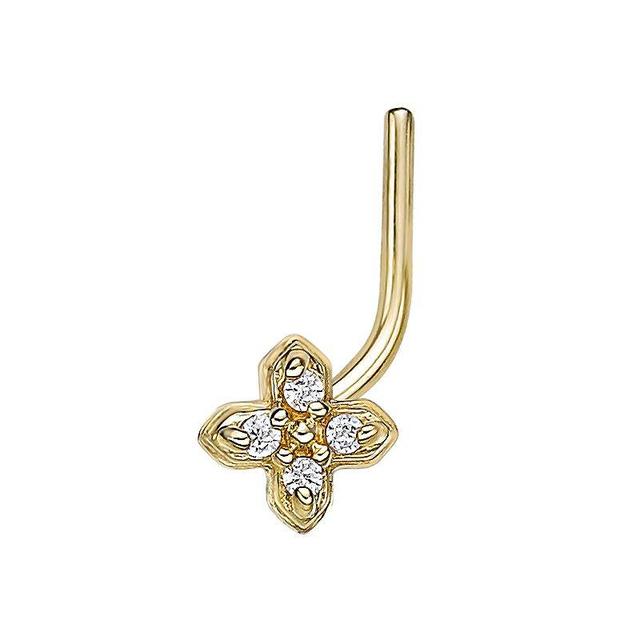 Lila Moon 14k Gold Cubic Zirconia Flower Curved Nose Ring Stud, Womens, White Product Image