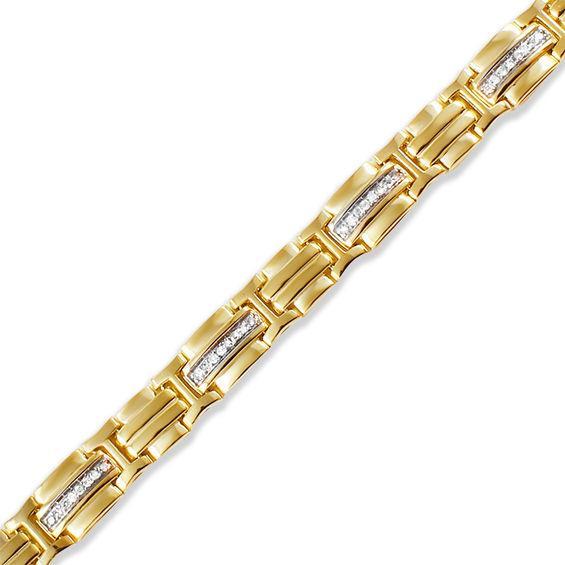 Men's 3/8 CT. T.w. Diamond Link Bracelet in 10K Gold - 8.25" Product Image