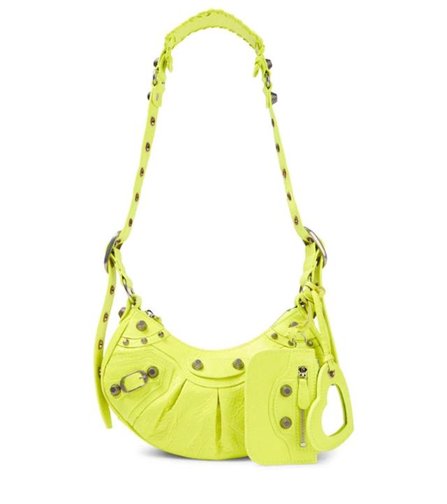 BALENCIAGA Le Cagole Xs Leather Shoulder Bag In Fluo Yellow Product Image