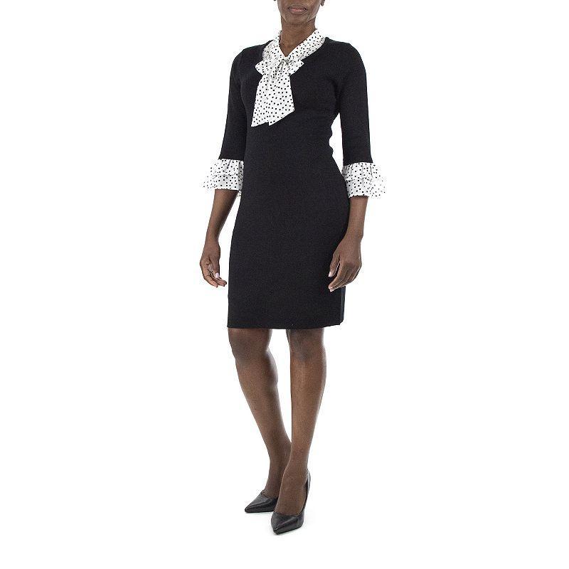 Womens Nina Leonard Mock-Layer Sheath Sweater Dress White Product Image