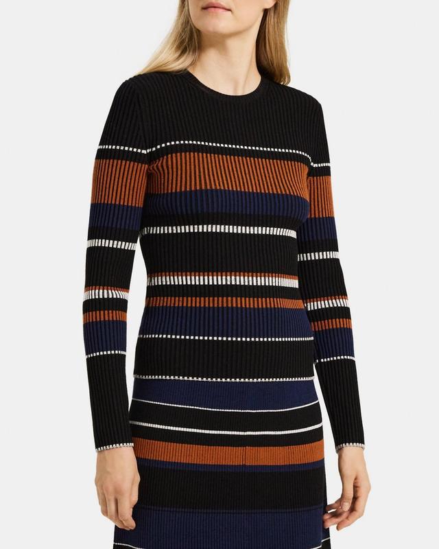 Striped Slim-Fit Sweater in Stretch Viscose Knit Product Image