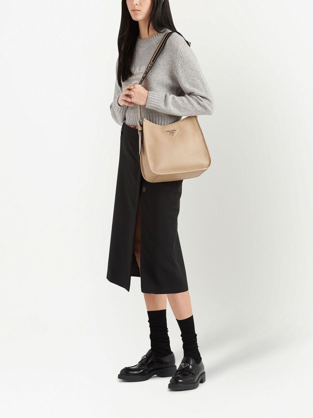 Leather Hobo Bag In Beige Product Image