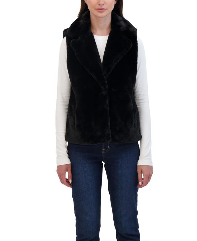 Sebby Collection Womens Faux Fur Notch Collar Vest Product Image