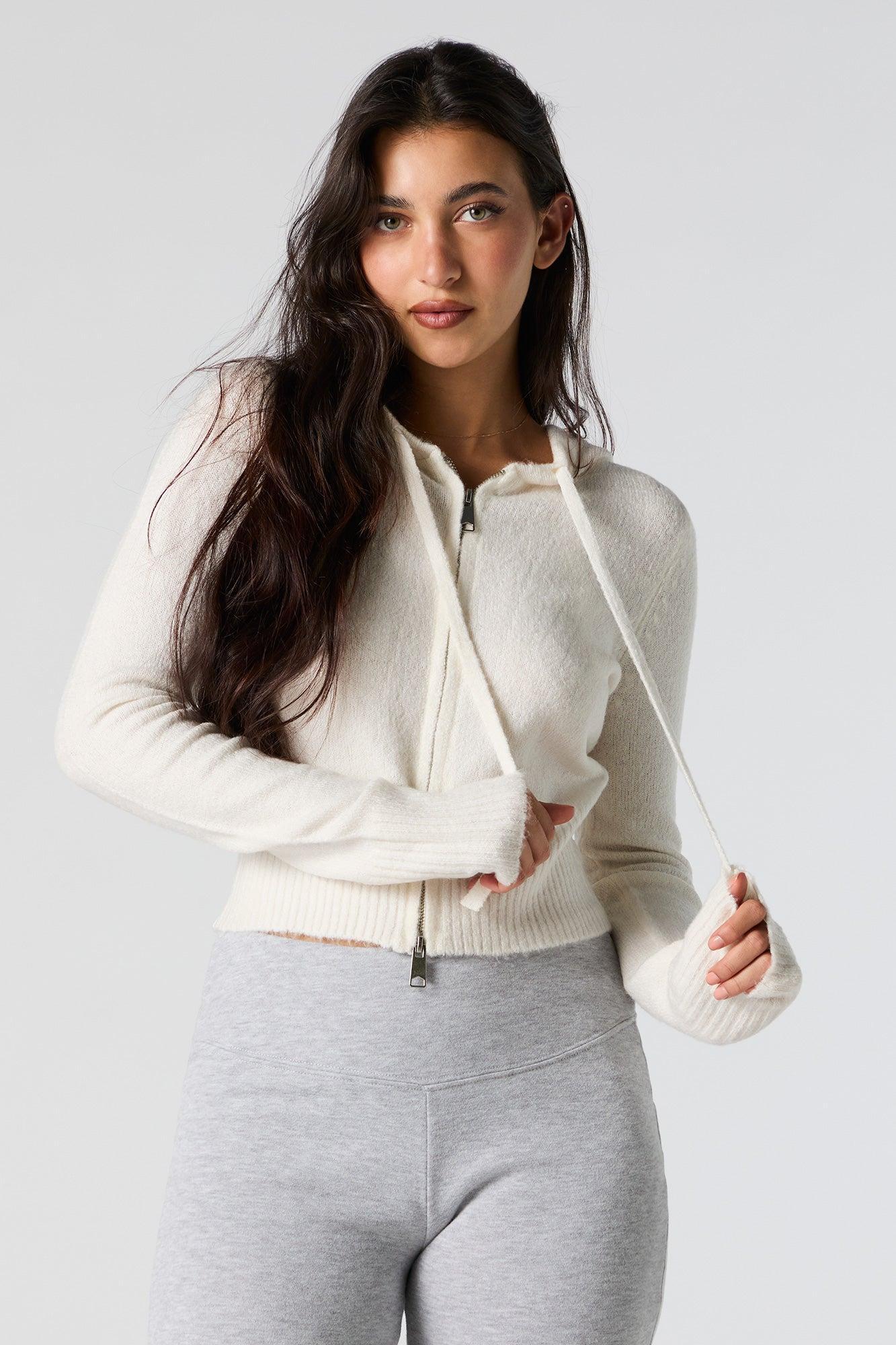 Mossy Knit Zip-Up Hoodie Female Product Image