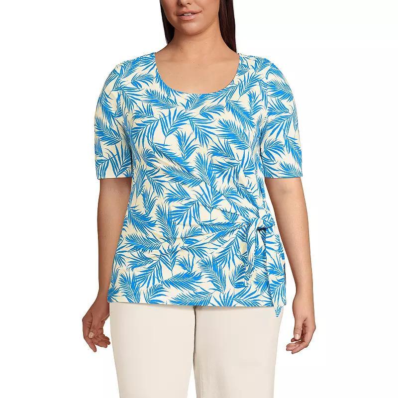 Womens Plus Size Lands End Lightweight Jersey Tie Front Top Product Image