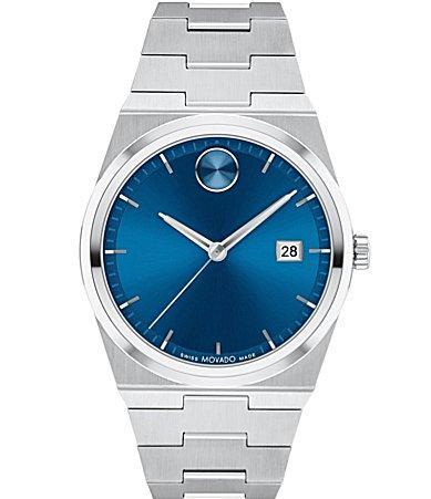 Movado Mens Quest Blue Dial Quartz Analog Stainless Steel Bracelet Watch Product Image