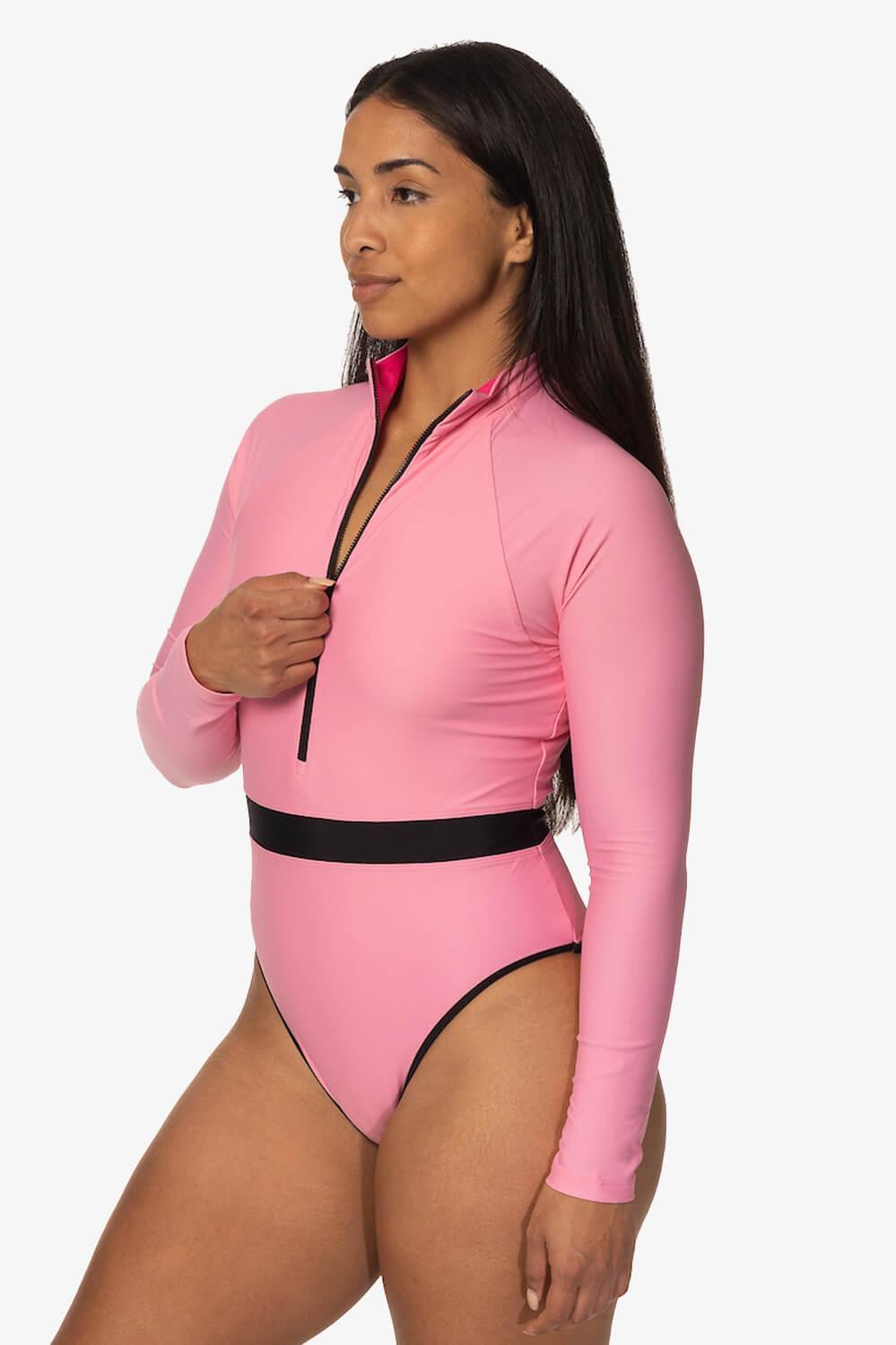 Nazare Long Sleeve Zip-Up Surf One Piece - Dazzle Female Product Image