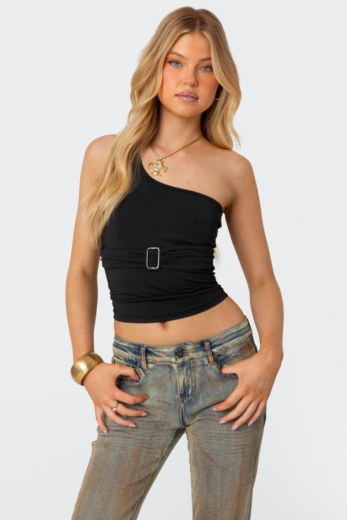 Belted One Shoulder Top Product Image