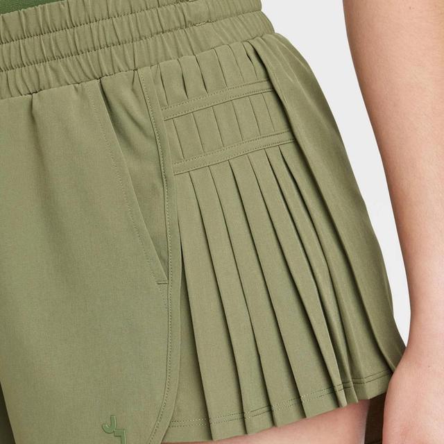 Womens High-Rise Pleated Side Shorts 2.5 - JoyLab Olive L Product Image