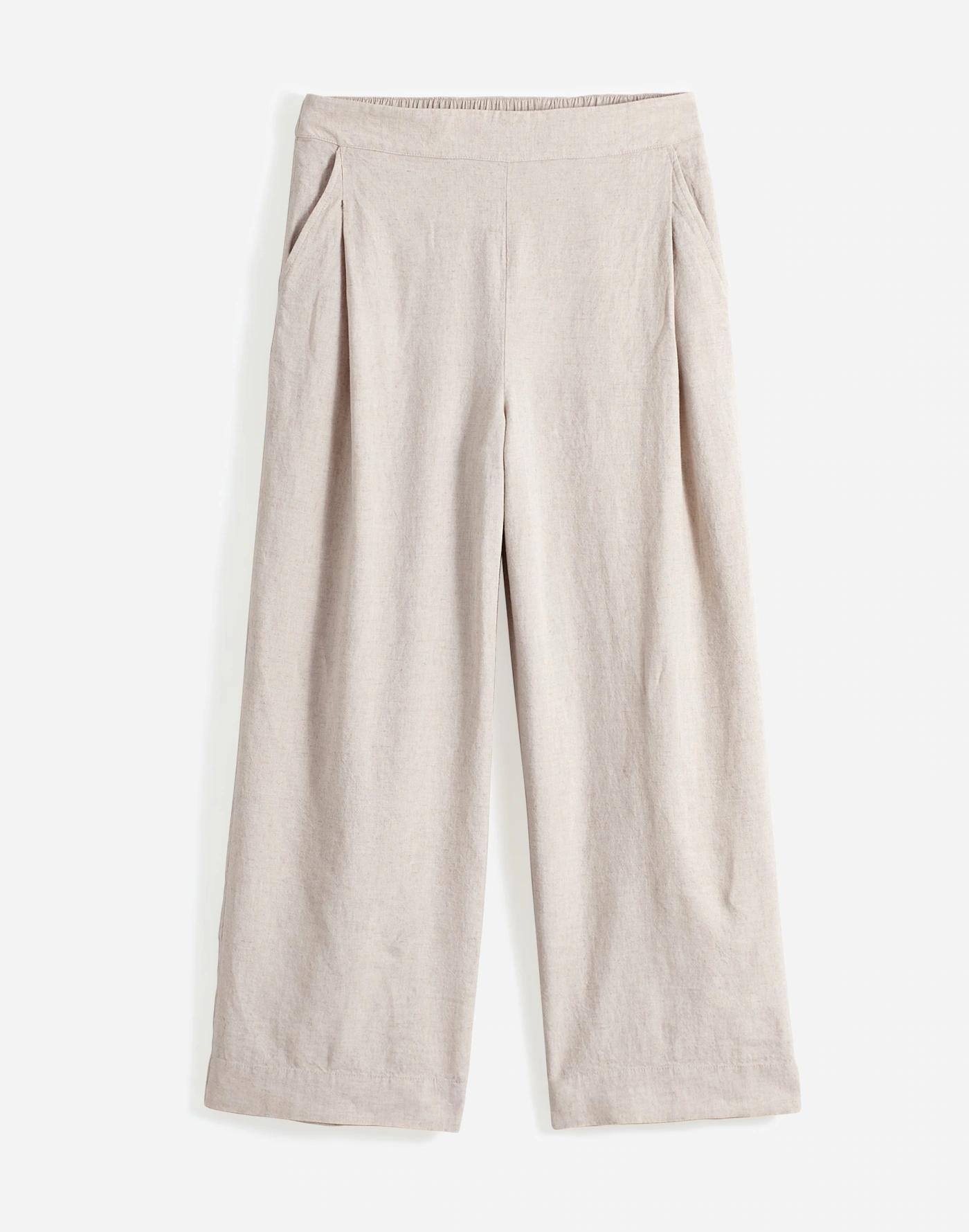 Plus Pull-On Straight Crop Pants in Linen Blend Product Image