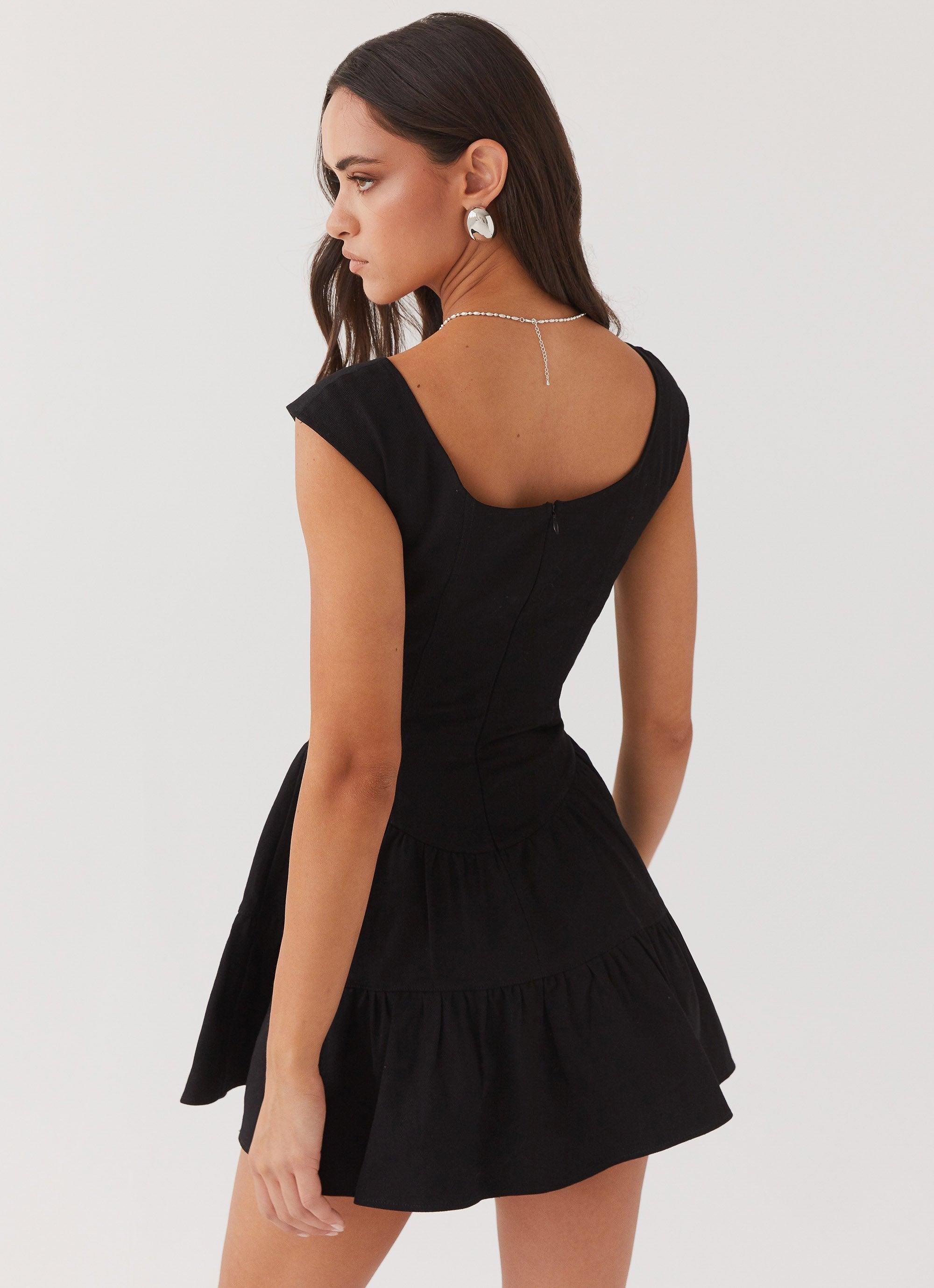 Isabella Denim Bustier Dress - Black Product Image