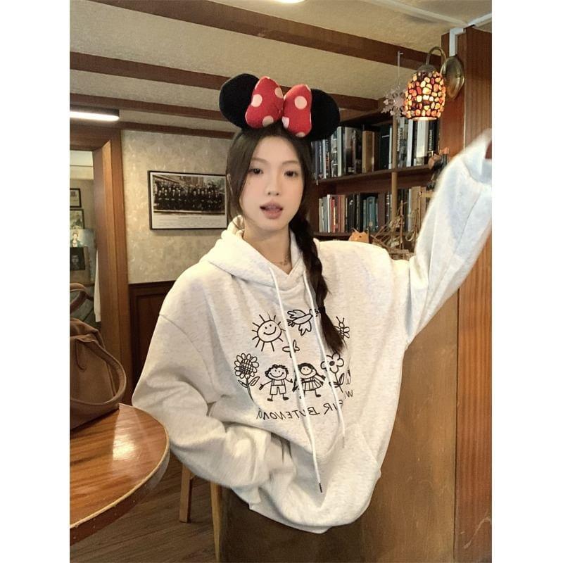 Cartoon Print Drawstring Hoodie Product Image