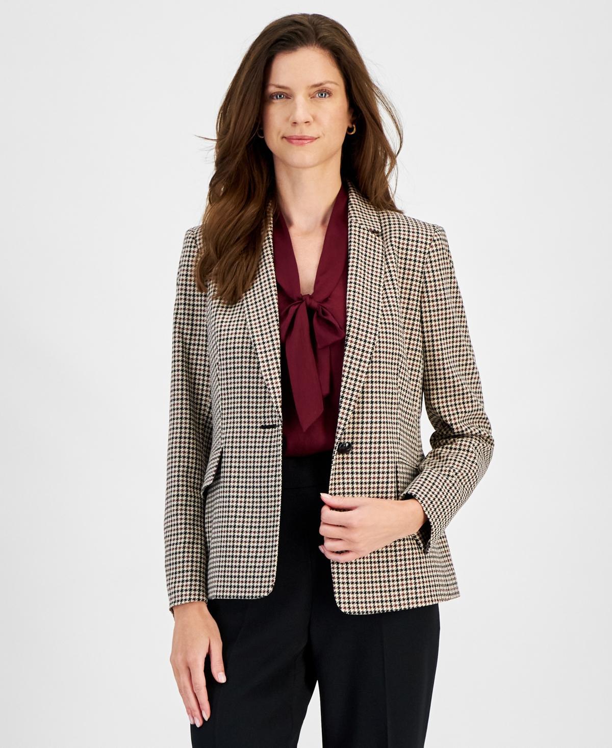 Kasper Womens Houndstooth One-Button Jacket Product Image