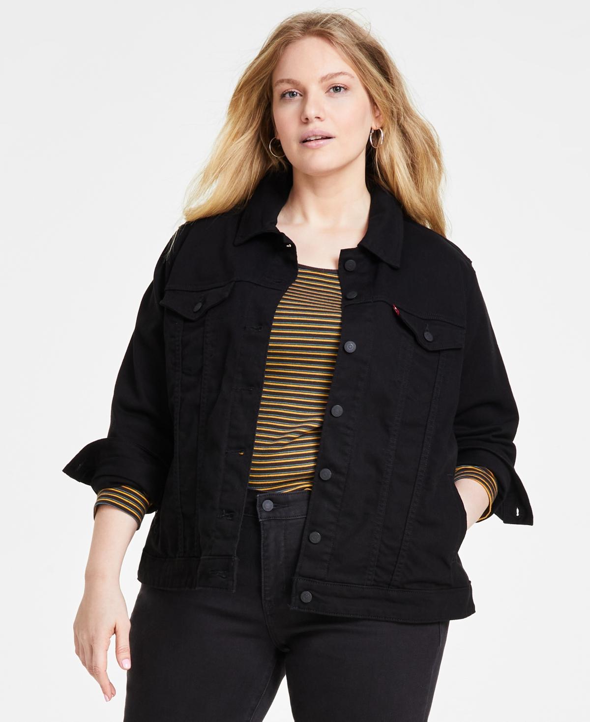 Plus Size Levis Original Trucker Jean Jacket, Womens Black Product Image