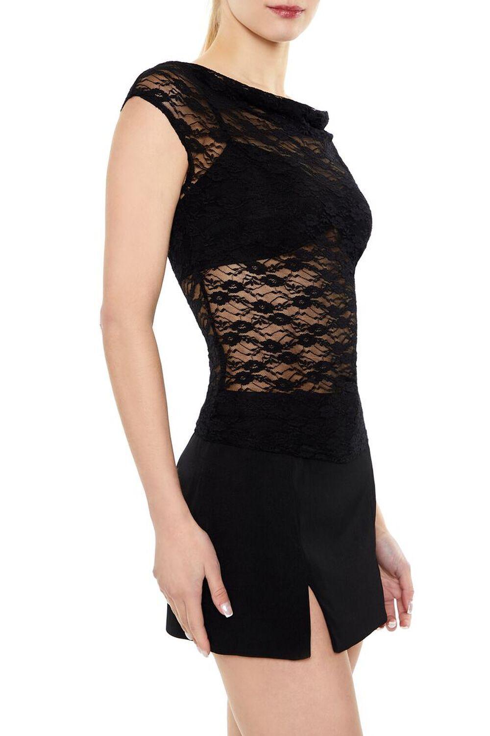 Cropped Sheer Lace Tee | Forever 21 Product Image