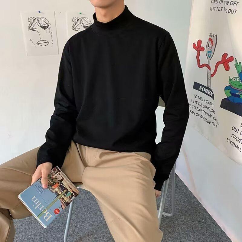 Crew Neck Plain Oversized Sweater Product Image