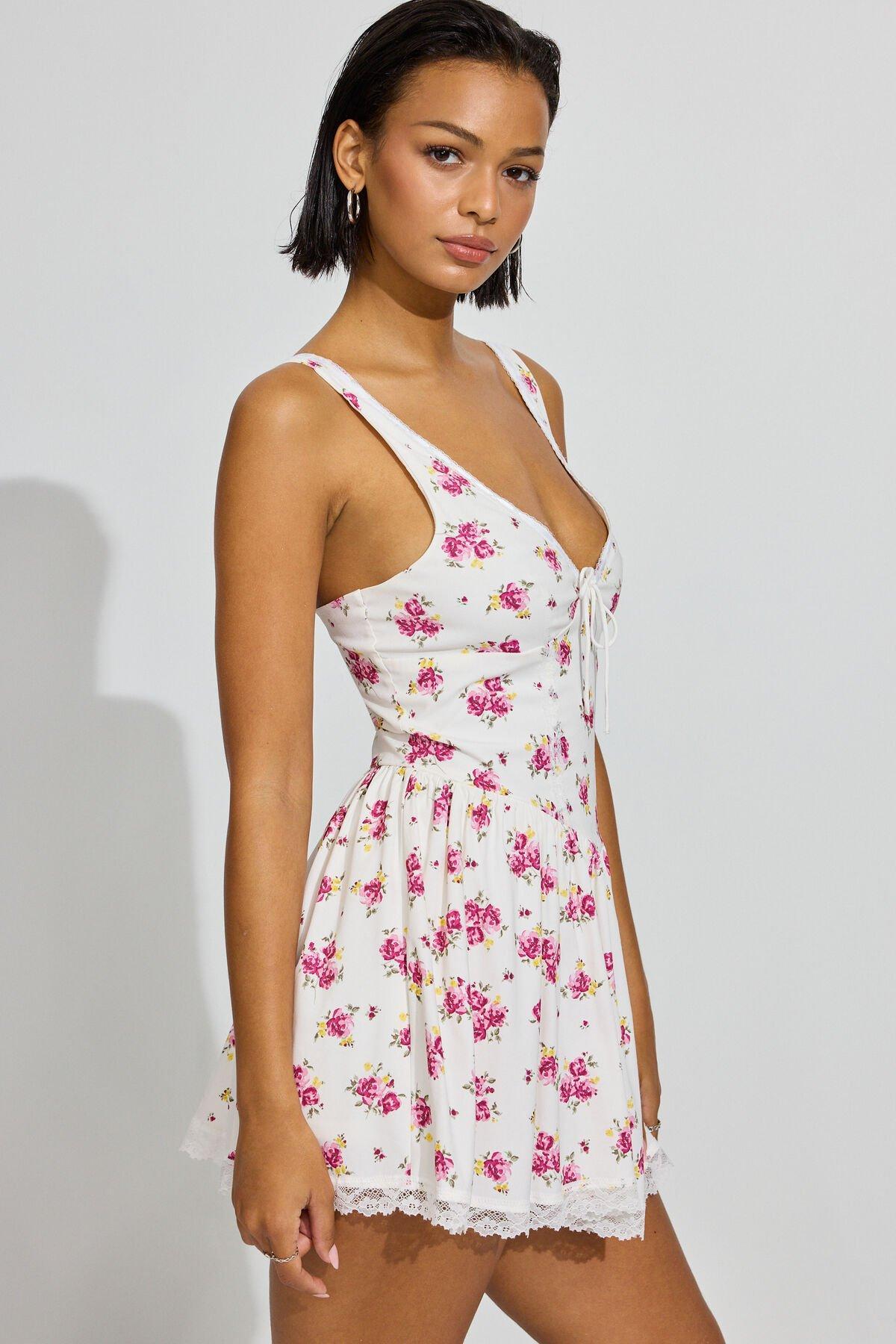 Plunge V-Neck Romper Dress Product Image