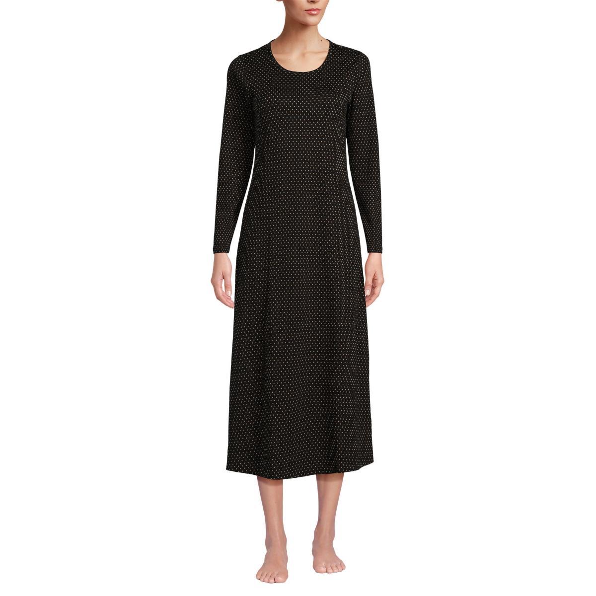 Lands End Womens Cotton Long Sleeve Midcalf Nightgown Product Image