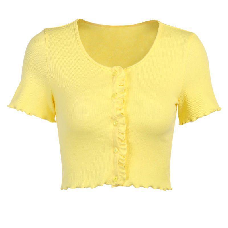 Short-Sleeved Button-Up Top Product Image