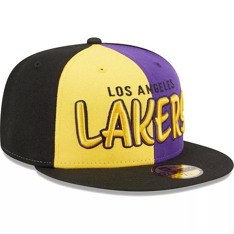 Mens New Era Black Los Angeles Lakers Pop Front 59FIFTY Fitted Hat - Black Product Image