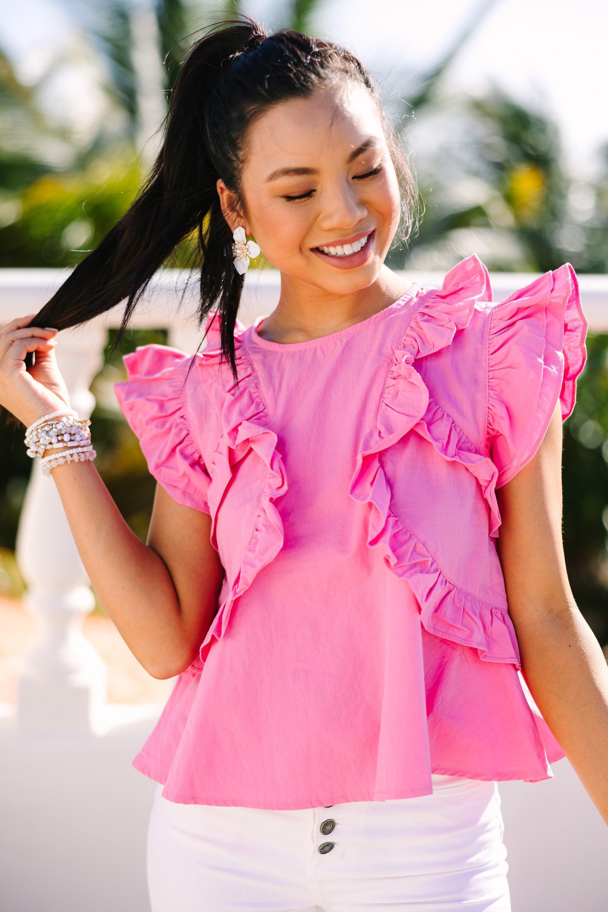 Here For You Pink Ruffled Top Female product image