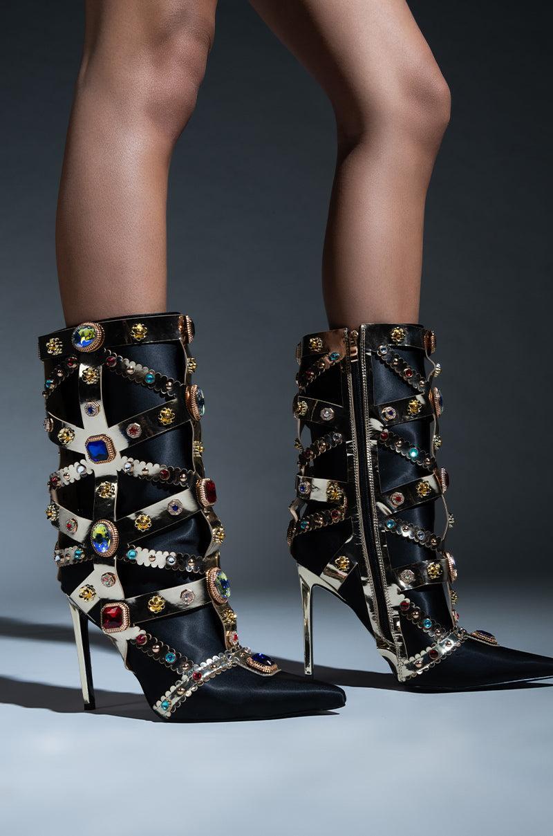 AZALEA WANG MARTINEZ EMBELLISHED BOOTIE IN BLACK Product Image