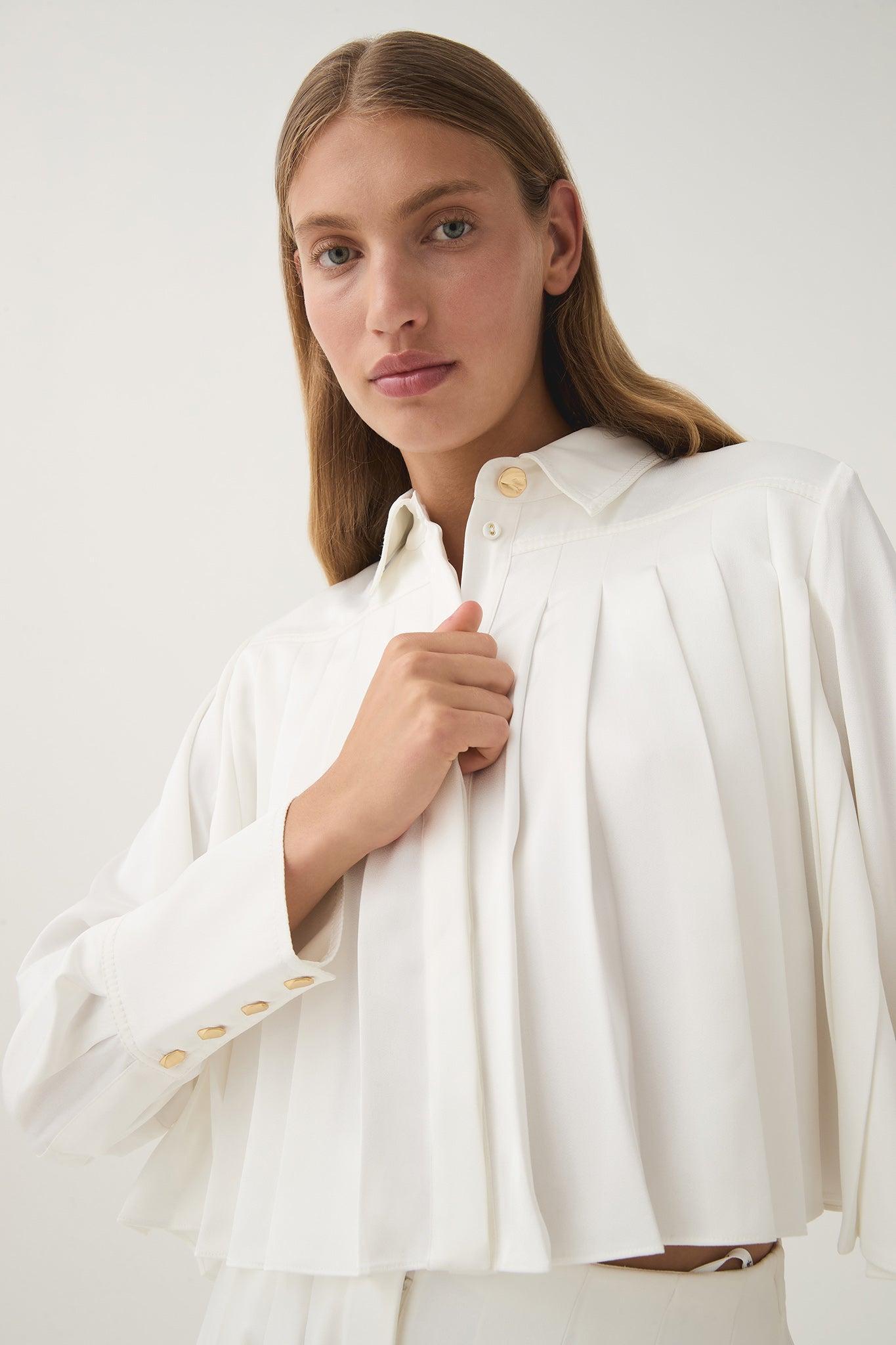 Estrade Pleated Crop Shirt Product Image