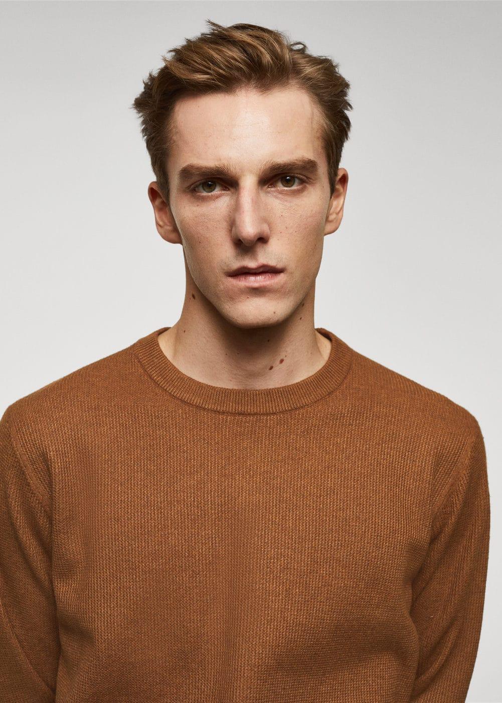 MANGO MAN - Structured cotton sweater copperMen Product Image