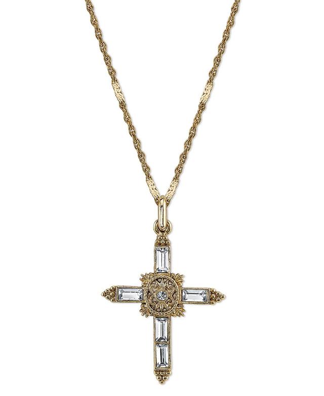 Symbols of Faith Simulated Crystal Cross Pendant, Womens Gold Tone Product Image