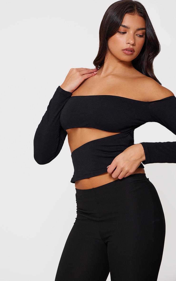 Black Contour Jersey Cut Out Bardot Top Product Image