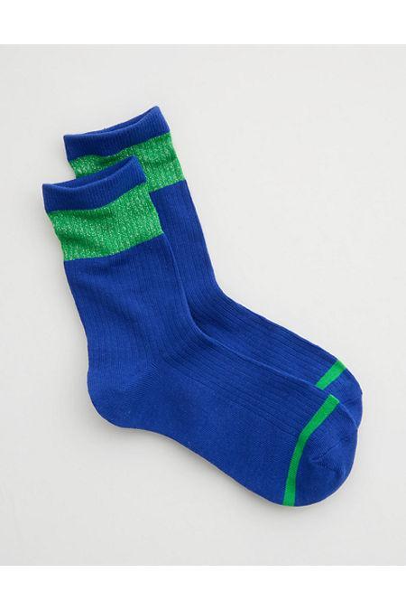 Aerie Metallic Wide Stripe Crew Socks Women's Product Image