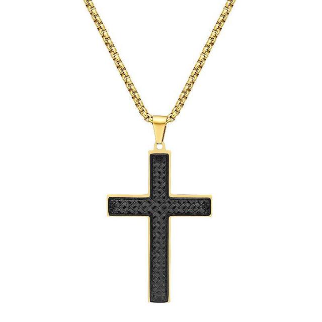 LYNX Mens Two-Tone Ion-Plated Stainless Steel Cross Pendant Necklace Multicolor Product Image