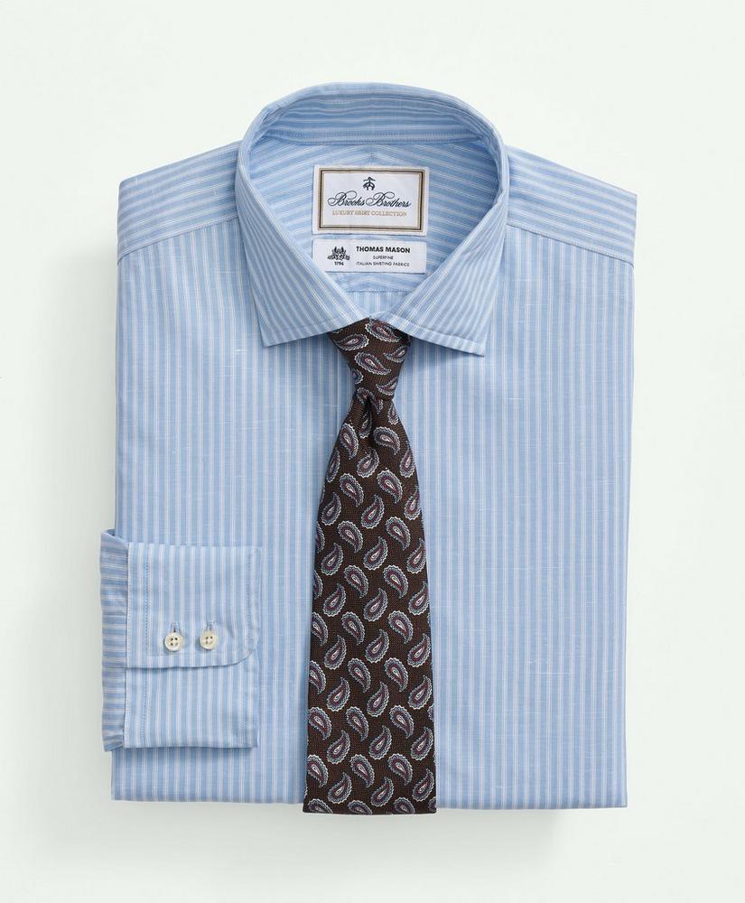 Brooks Brothers X Thomas Mason® Cotton-Linen English Collar, Stripe Dress Shirt Product Image