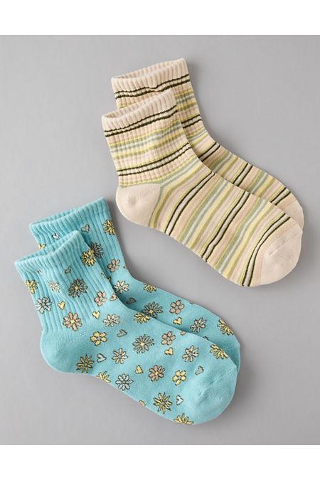 AE Daisy Striped Boyfriend Socks 2-Pack Womens Product Image