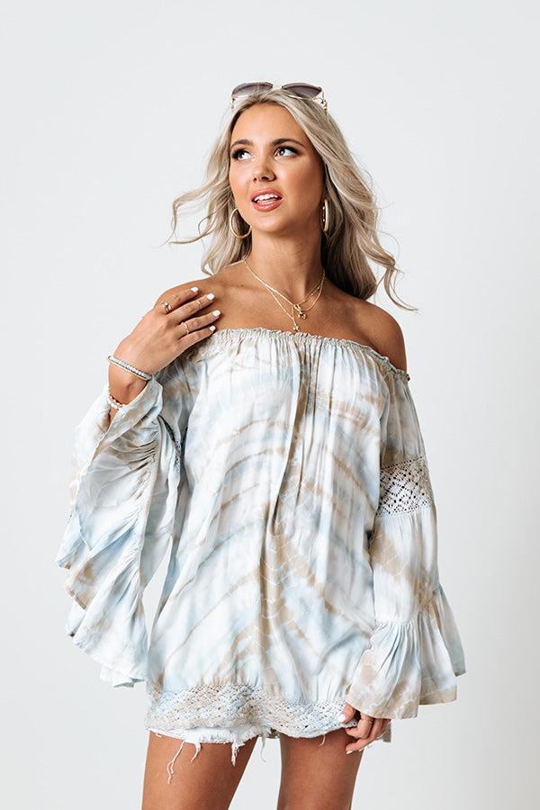 Beachy Twist Tie Dye Shift Top In Sky Blue Product Image