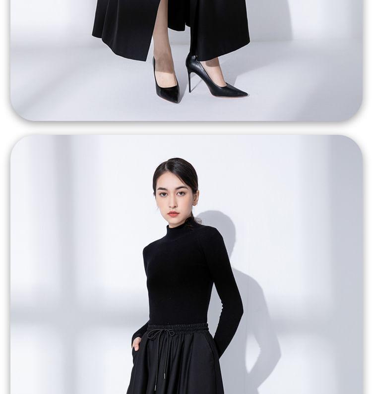 Drawstring Waist Plain Asymmetrical A-Line Skirt Product Image