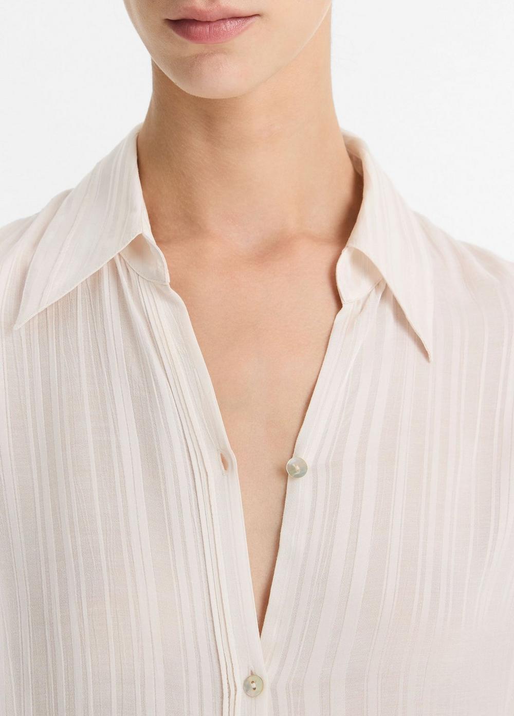 Sheer-Stripe Pintuck Blouse Product Image