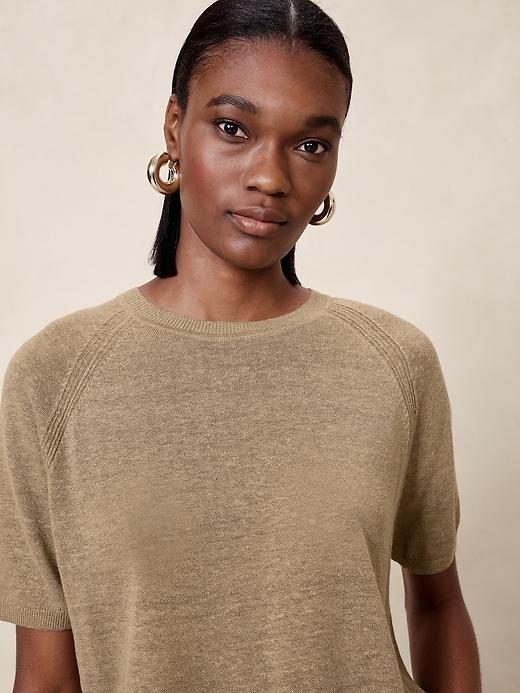 Fern Linen-Blend Short-Sleeve Sweater Product Image