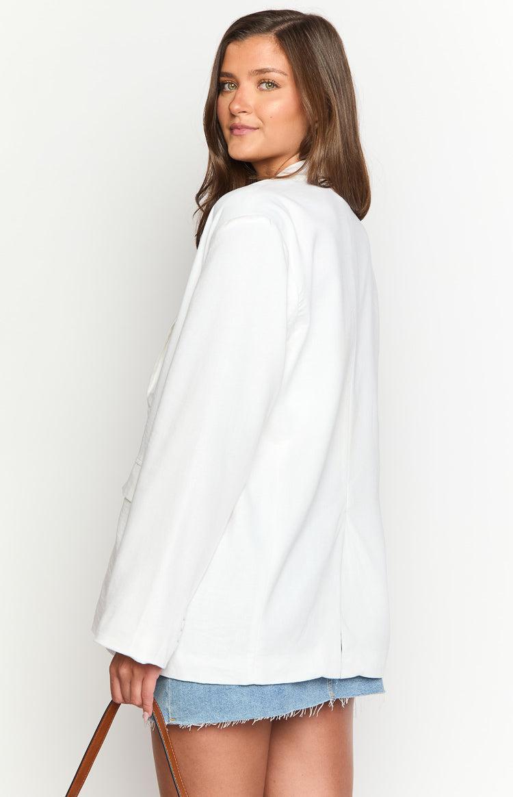 Cassy White Linen Blend Blazer Product Image