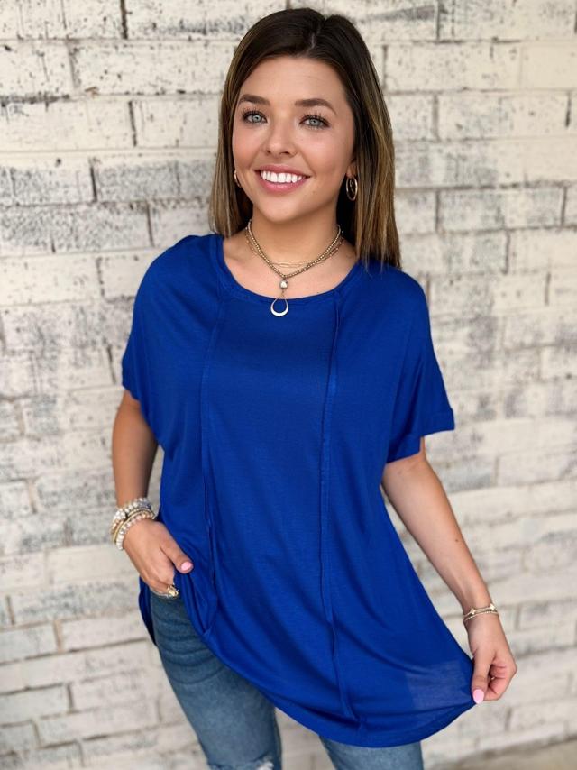 Royal Blue Round Neck Top Product Image