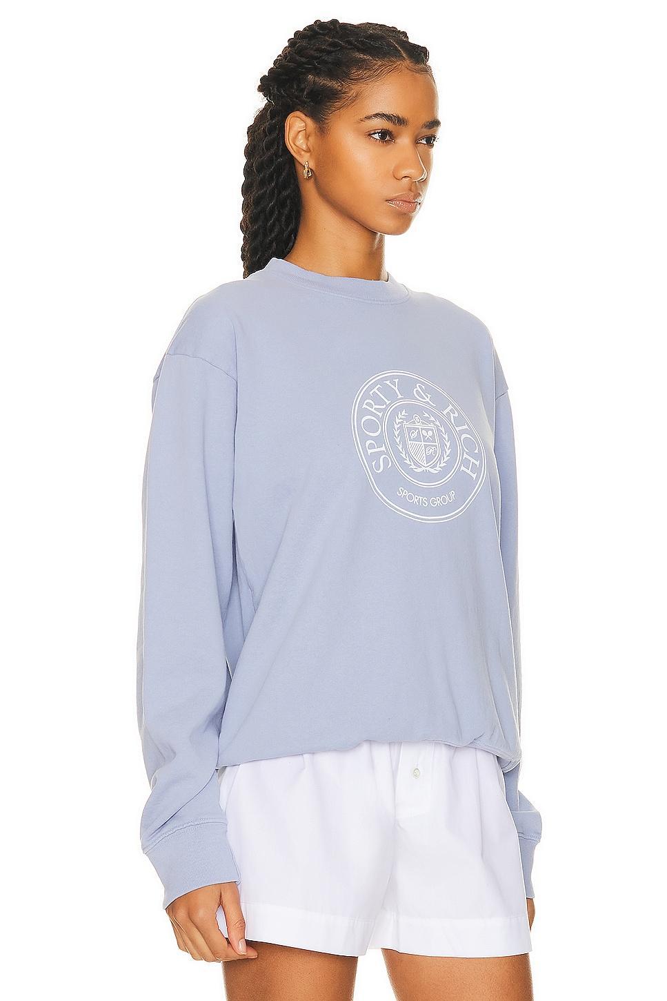 Sporty & Rich Connecticut Crest Crewneck Sweater in Lavender Product Image