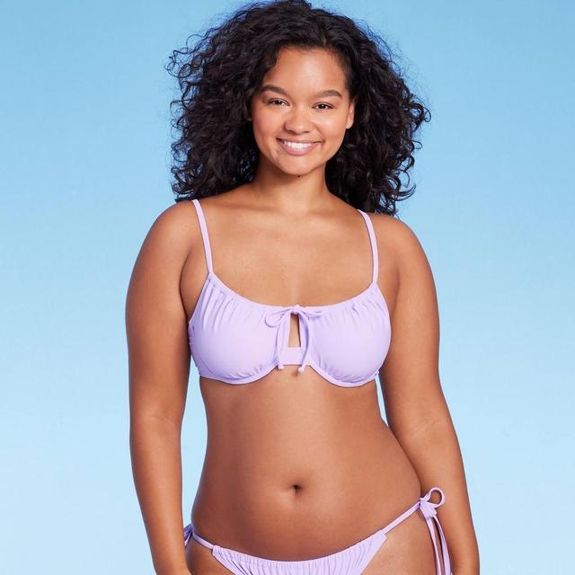 Womens Shirred Underwire Bikini Top - Wild Fable Light Purple XL Product Image