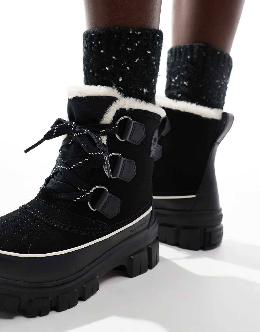 Sorel Tivoli V WP waterproof boots in black and fawn Product Image