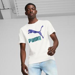 PUMA CLASSICS Men's Logo T-Shirt in White/Lapis Lazuli Product Image