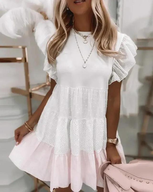 Olivia Mark – Casual dress with puff sleeves and ruffled hem Product Image