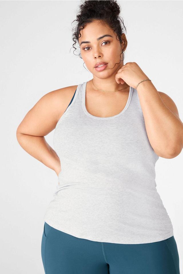 Fabletics Jess Racerback Tank Womens Light Grey Heather plus Size 4X Product Image